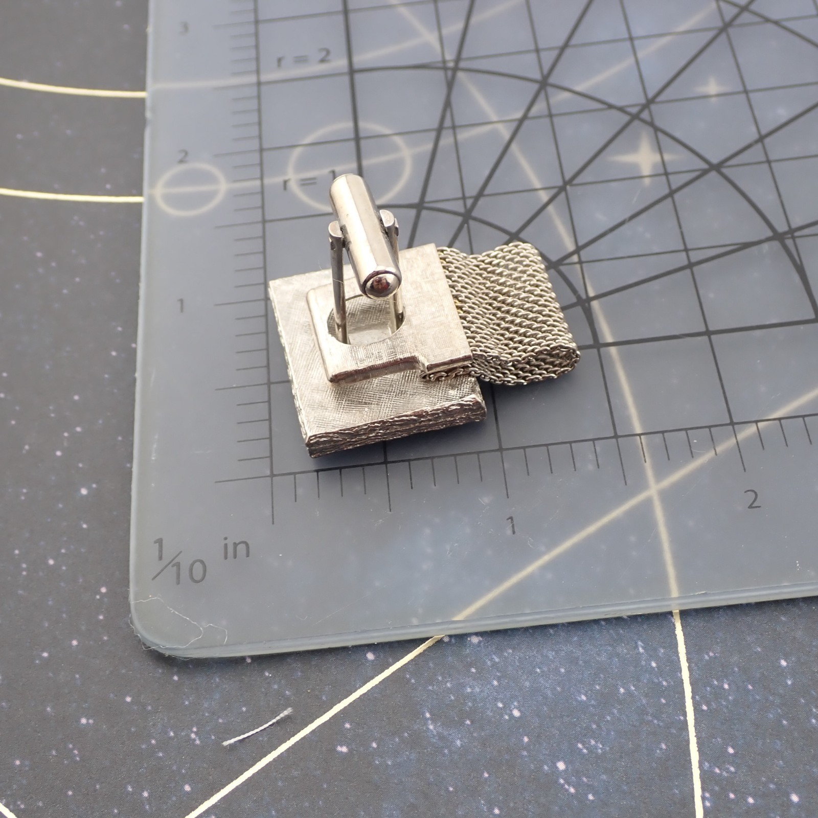 VTG AB Rhinestone Multi Row Rectangular Silver To… - image 4