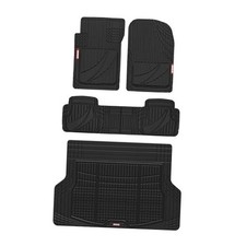 FlexTough Advanced Heavy Duty Rubber Car Floor Mats  Large Vehicle Black
