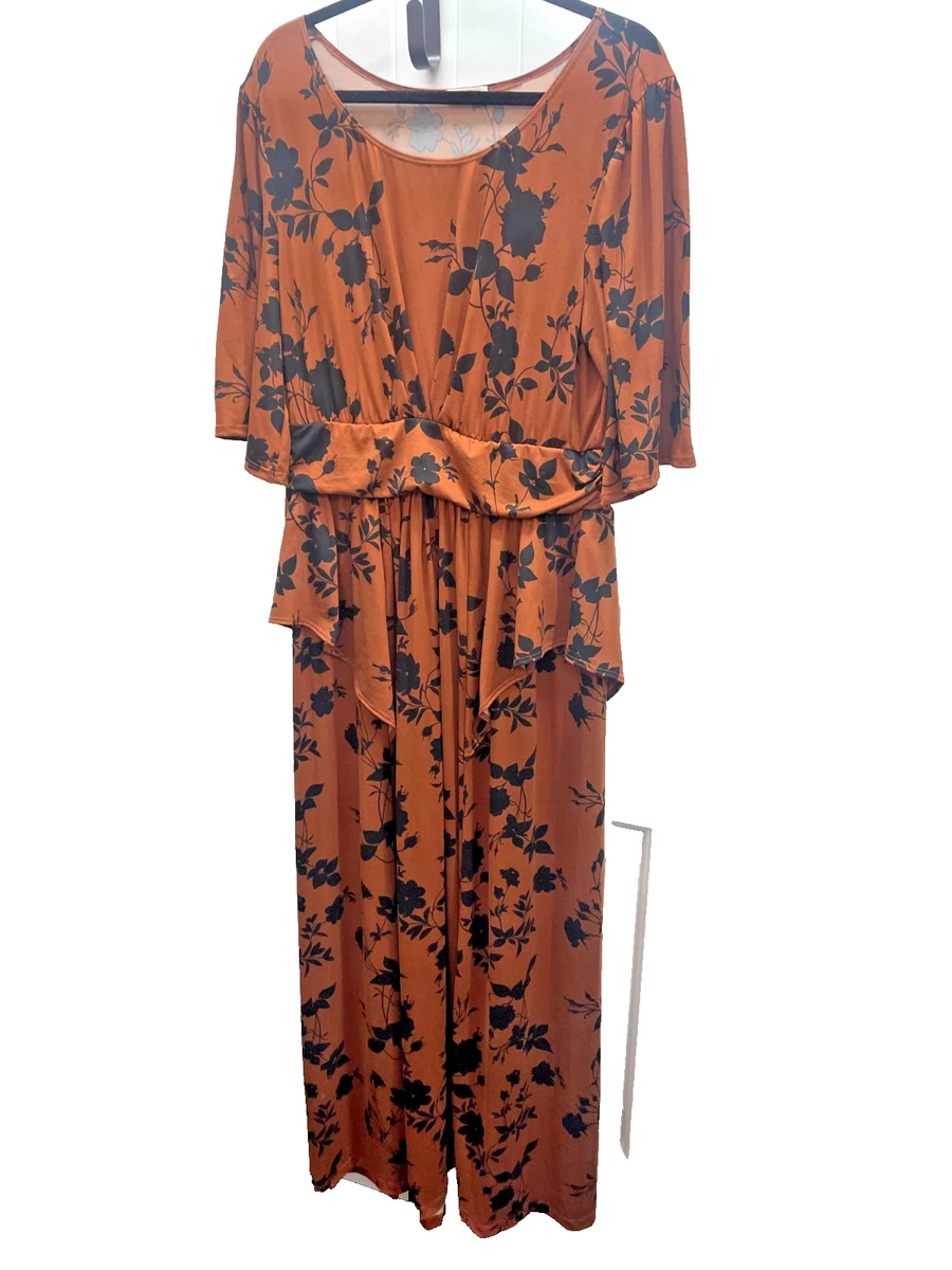 Kiyonna Dress Floral Rust Indie Flair Style Maxi Kimono Sleeves Plus Size  1X NWT | eBay