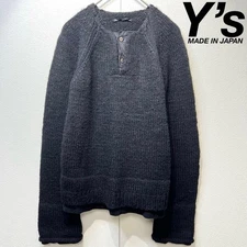 Yohji Yamamoto Y's Wool layered henley neck knit sweater