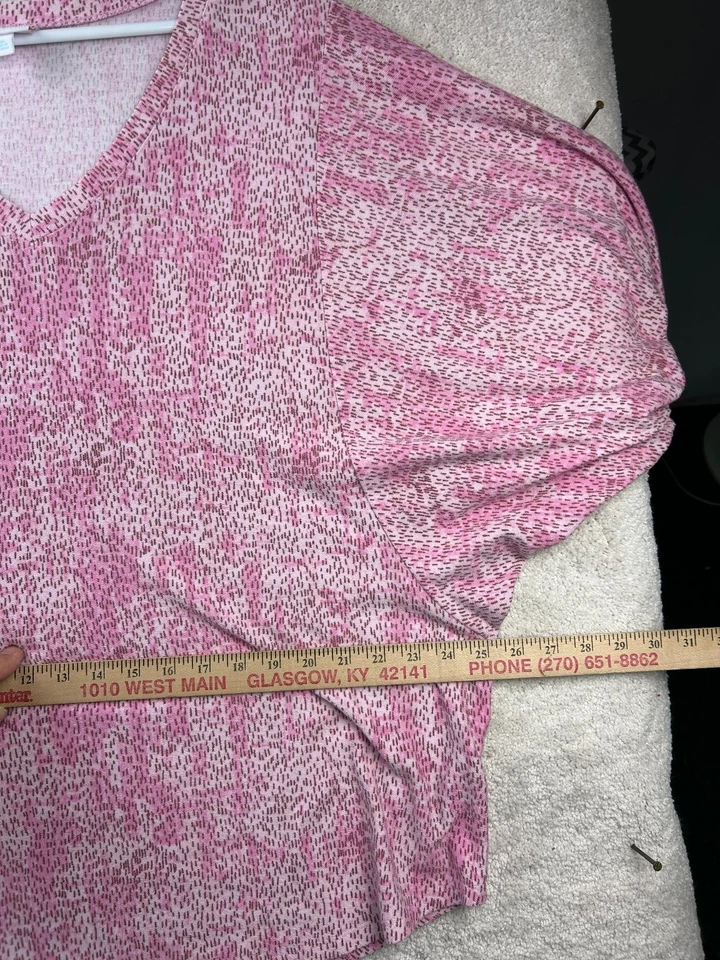 Top para mujer LuLaRoe 2XL rosa estampado cuello en V manga Dolman Foto 4 de 4