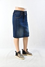Little Girls Stretch Denim Skirt 17" knee length dark wash size 4/6 JW0564