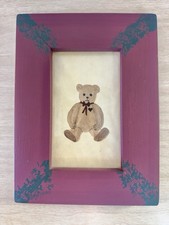 Painted Pony Folkart Hand Painted Teddy Bear Watercolor Wooden Wall Art Signed