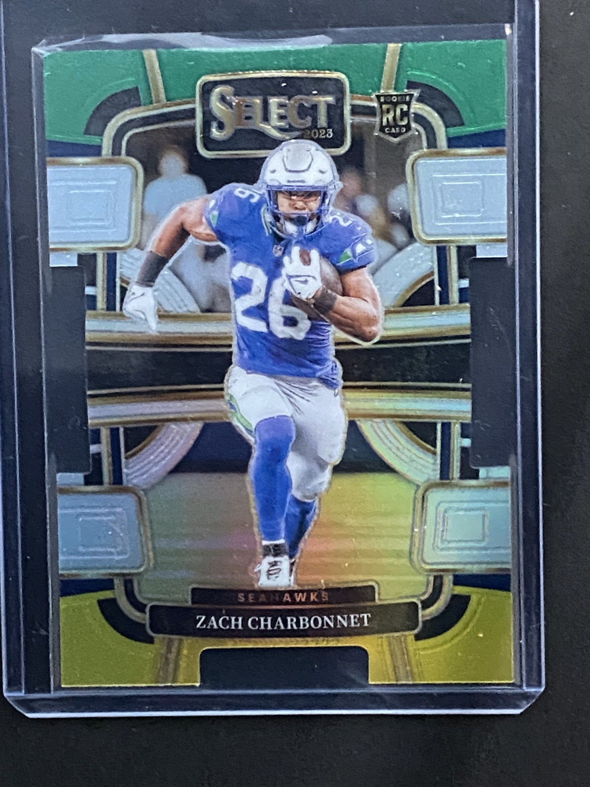 2023 Panini Select - Concourse Zach Charbonnet #86 Green & Yellow Prizm Die-Cut