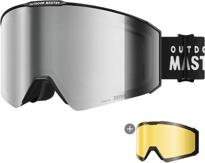 OutdoorMaster Falcon Ski Goggles Lens by ZEISS/E-QuickHue Lens, OTG Snowboard
