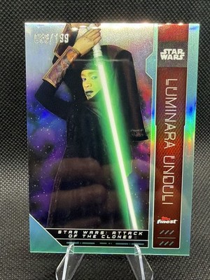 Luminara Unduli 2023 Topps Finest Star Wars Aqua 199 Refractor Card #FN-21