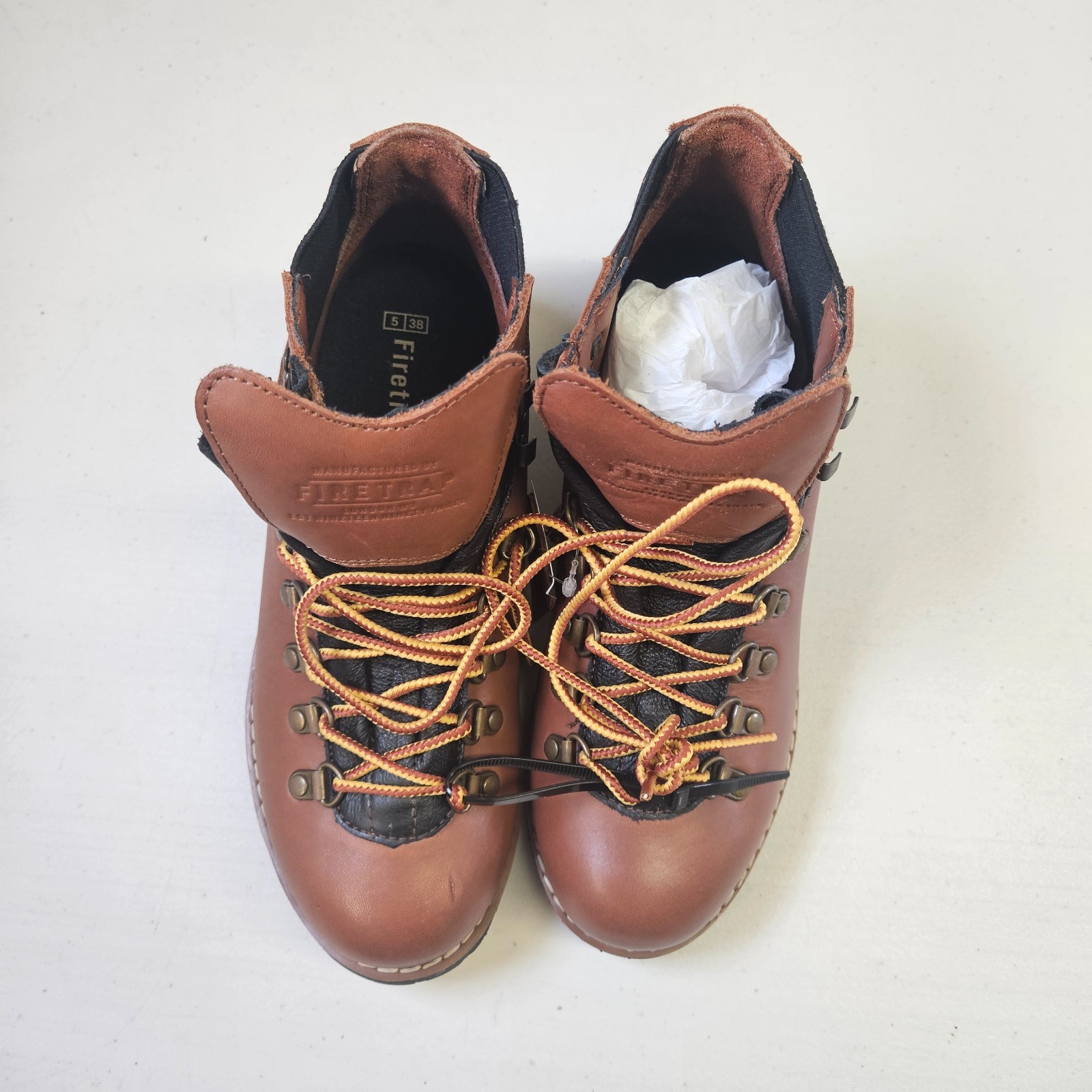Firetrap Fine Leather Hiking Boots UK 5 EU 38 Brown Lace Up Ankle Outdoor image 6