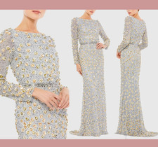 NWT 698 Mac Duggal 14 5437 Embellished Long Sleeve High Neck Gown J2292