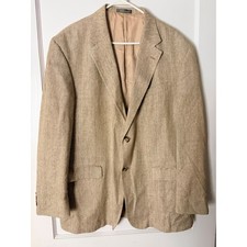 Oscar de la Renta Mens 46R Silk Sport Coat Blazer Tan Beige 2 Button India Made
