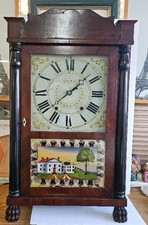 Antique Early 19th Century Riley Whiting Working Shelf Clock With Paper Label