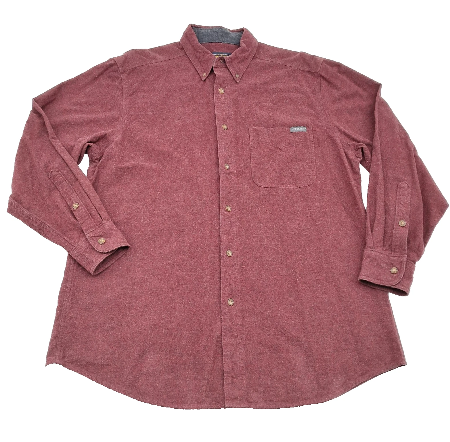 Woolrich Flannel Button Down Shirt Heritage Heather Mens L 6433 Cotton Hiking