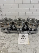 7 piece Cuisine cookware command performance triple burner buffet set Stainless