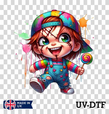 Chucky UV DTF Aufkleber - Glas Laptop Becher Wand Tasse zp303