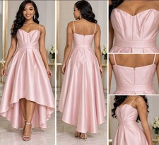 Alfred Sung Pink Satin Strapless Gown Size 2R ( Straps Included) On Sale Now!