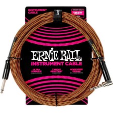 Ernie Ball Braided Straight to Angle Instrument Cable 10 ft. Pumpkin Pie