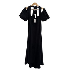 NWT Nasty Gal Puff Sleeve Maxi Dress Womens 14 Black Whimsigoth Fairy Grunge