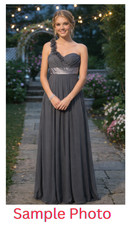 Azazie Women's One Shoulder Chiffon Maxi Dress Gray