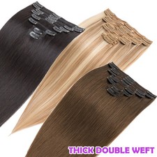 100 Remy Human Hair Double Weft Clip in Hair Extensions Full Head THICK 170G U