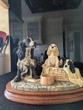 Border Fine Arts Cocker Spaniel And Pups. B0312A.Plinth. Great Condition. Rare.