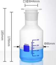 Transparent Wide Mouth Reagent Bottle PP 100–2000ml w/ Stopper for Lab