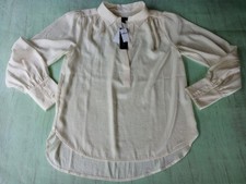 NWT Banana Republic Silky V Neck Long Sleeve Cream Blouse Women's S Office