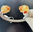 with Multi Color Crystal Gemstones! Beautiful Cuff Bracelet Classic Chain