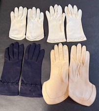 Lot of Four Women's Cotton Vintage Gloves size 4-5
