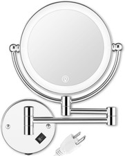 Wall Mounted Lighted Makeup Mirror with Magnification 8-Inch 1X/10X Wall Mount