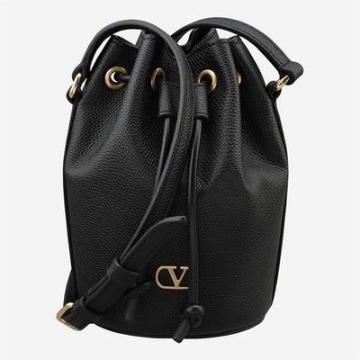 Valentino 5F V Logo Leather Bucket Bag Black 7W2P0AJ2 SNP 0NO 145535417