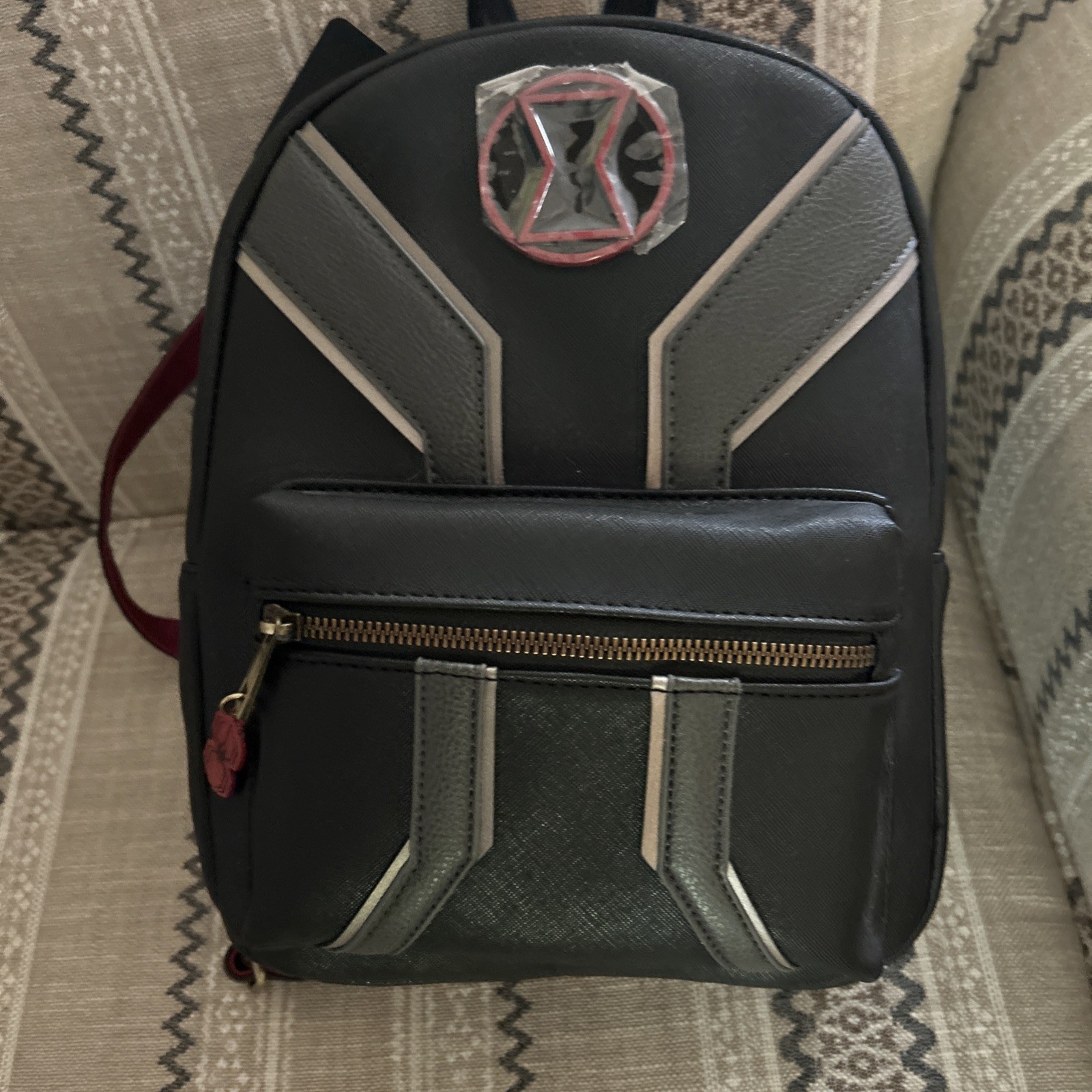 Marvel black widow backpack faux leather W/ Charm Black/Gray NWT Hot Topics
