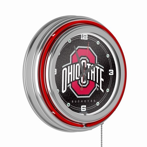 Ohio State University Black Retro Neon Analog Wall Clock wit