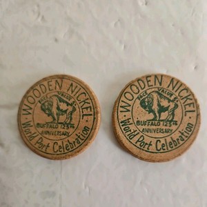 Buffalo NY 125th Wooden Nickel Token "World Port Celebration" Souvenir