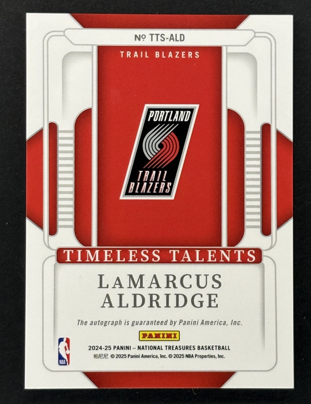 LaMarcus Aldridge 2024-25 Panini National Treasures /25 Timeless Talents Auto view 2