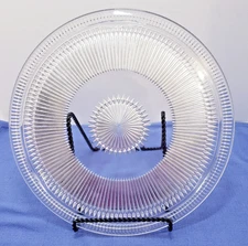 Vintage Jeanette Anniversary Clear Glass Footed Cake Plate 12 1/2"