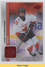 2023 Team Canada Juniors Red Patterned Foilboard Jaime Bourbonnais #49 READ 5b7