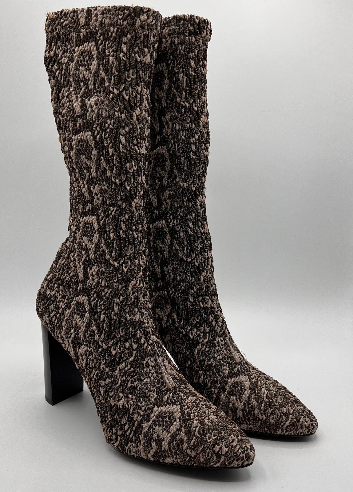 Stivali Saint Laurent Soixante tessuto elasticizzato tacco vitello 37 5 US 7 5 632445 2904