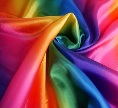 Regenbogen Satin Stoff - leuchtend mehrfarbig Kostüm Bastelstoff Stoff Meterware