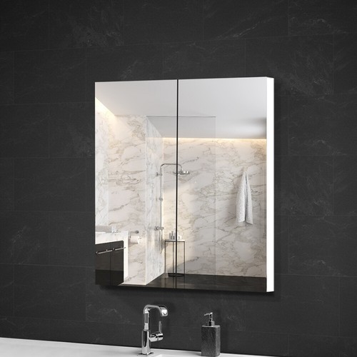 Cefito Bathroom Mirror Cabinet Shaving Vanity Medicine Wooden White 600mm x720mm - Picture 7 of 7