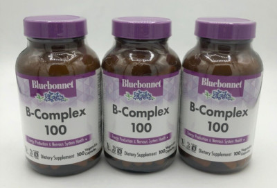 Bluebonnet B-Complex 100 Full Spectrum Vitamin 100 Capsules Lot of 3 Exp. 05/27
