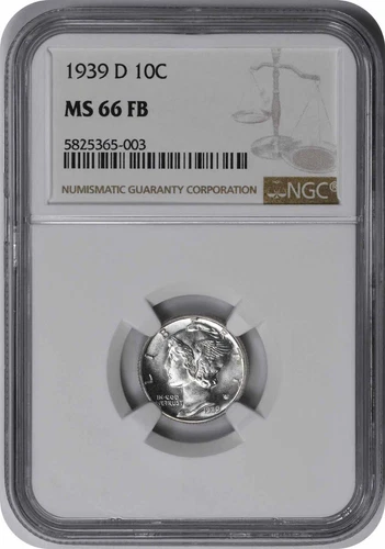 1939-D Mercury Silver Dime MS66FB NGC