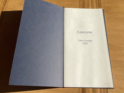 British Airways Concorde Special VIP  Flight Menu 24th October 2003 Rare v2
