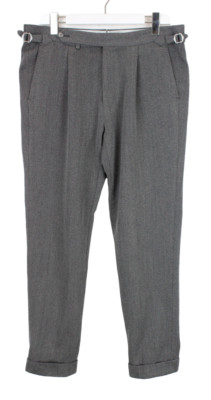 SUITSUPPLY Vigo ZC Trousers Men's UK 36 Wool Pleated Turn Up Patterned