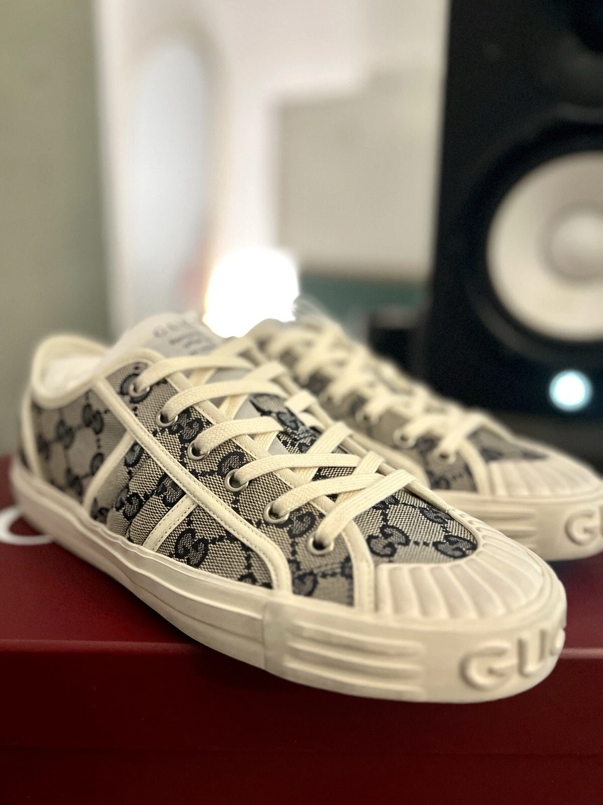 Baskets Gucci GG beige/bleu toile *neuf* taille Gucci 7 / US 7,5