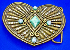 Heart Shaped Cutout Silver Tone Belt Buckle