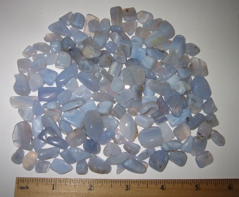140+ TUMBLED POLISHED 0.2"- 0.7" BLUE LACE AGATE CRYSTAL STONES ~ 227.7g *3 (GG)