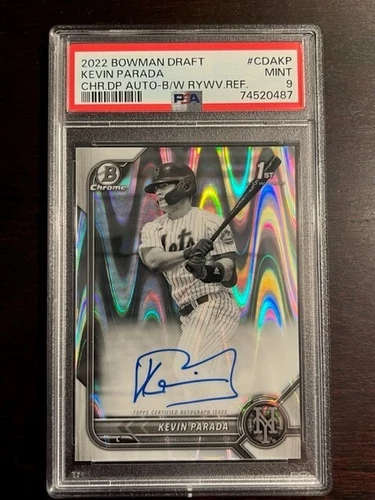 2022 Bowman Chrome Draft KEVIN PARADA Black & White Raywave Refractor Auto PSA 9