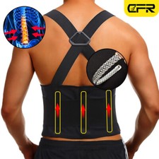 Heavy Duty Lift Lumbar Lower Back Waist Support Belt Brace Suspenders for Work
