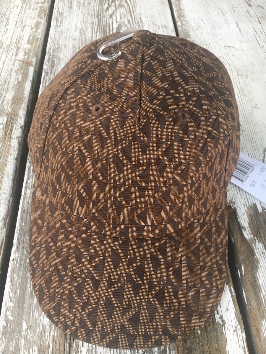 $68 Michael Kors Printed MK Logo Adjustable Baseball Cap Hat 