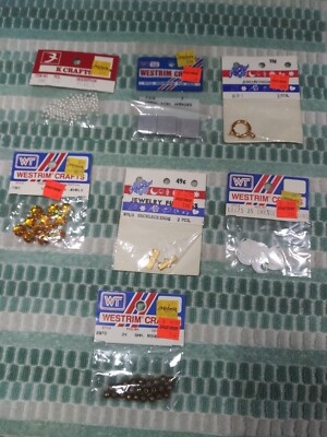 NOS 7 Packs Of Vintage Jewerly Crafts Beads Arts Lot Sealed OBO