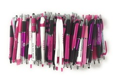 100ct Mixed Lot Misprint Retractable Click Pens: PINK / ROSE / MAGENTA